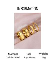 4pcs/Set Minimalist Versatile 18K Gold Plated Stainless Steel Rings, Featuring Varying Thickness Spherical Bands, Suitable For Both Men And Women, The Same Couple Rings Are More Suitable For Women's Daily Wear - 4 Pieces Of Inner and Outer Ball Rings - View 16