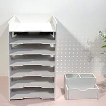 7-Tier Desktop File Organizer, White Paper Storage Rack With Drawers, Office File Management Organizer For Home Office, Study And Dorm