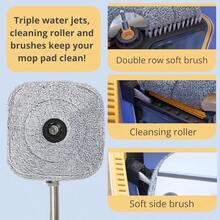 ® TrueClean Spin Mop 2.0 W/Detachable Inner Bucket Self Standing Separates Clean And Dirty Water Foldable Square Mop Head Triple Jet Stream W/Hidden Brush Replaceable 2pc Pads - 佩里 - 查看 4