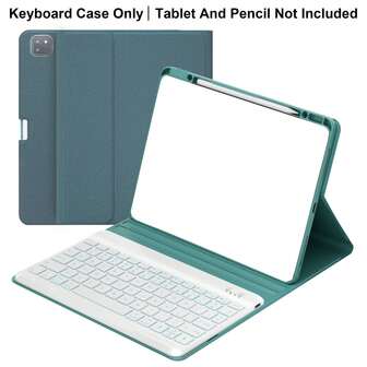 Tangentbordsfodral kompatibelt med iPad Air 13" (M2 2024) och iPad Pro 12.9", kompatibelt med 12.9" iPad (6:e/5:e/4:e generationen) 2022/2021/2020, med Apple Pencil-hållare, Smart Folio-skyddsfodral för surfplattor, avtagbart trådlöst tangentbord med 7-färgad bakgrundsbelysning