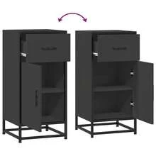 Larryhot Aparador de madera de ingeniería y metal negro 35,5x35x76 cm, Robusto y duradero, fácil de montar, una opción ideal para la decoración del hogar - Negro - Ver 7