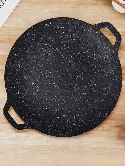 1 bandeja para hornear de hierro fundido antiadherente  Sartén de hierro antiadherente grande - Parrilla redonda para BBQ, ideal para camping al aire  uso en estufas de inducción, utensilios de cocina portátiles para comidas más saludables en casa o picnics, utensilios de cocina versátiles | Parrilla portátil | Diseño moteado, accesorios para parrilla al aire