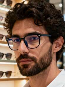 1pc Men's Summer Acrylic Casual Rectangle Fashionable Black Light Glasses Suitable For Daily Reading, Work Commuting And Computer Games TV And Cell Phone Use