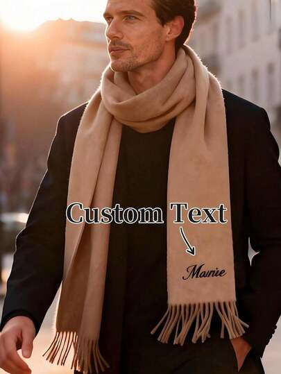 Customized Unisex Solid Color Scarf, Personalized Ultra-Soft Scarf With Birthday Flowers And Names - Perfect For Parties, Birthdays, Fall, Winter, Christmas, And As A Gift For Couples And Families.