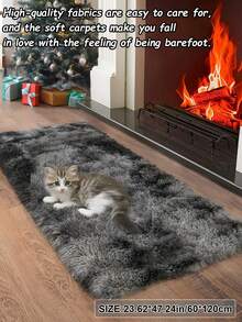 1 块扎染深灰色客厅和卧室地毯，柔软舒适的长毛绒地毯，现代简约北欧风格房间装饰，蓬松舒适的奶油色长毛绒地毯，秋冬季节礼物，毛茸茸的圣诞节/万圣节/情人节装饰，易于护理的客厅、沙发、床边地毯