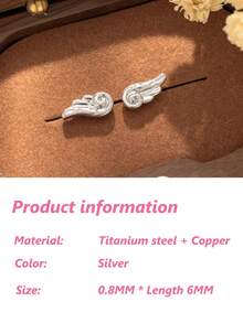 1pc Skin-Friendly Hypoallergenic Titanium Steel Angel Wing Design Unisex Screw Ear Bone Piercing Earring - Angel Wing Ear Bone Nail - View 2