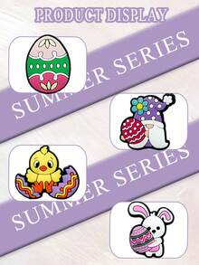 16 Pieces Of Easter Series, Themed Shoe Accessories, Cute Rabbits And Eggs Made Of PVC Material, DIY Decorative Hangers, Very Suitable As Birthday And Party Gifts. With Bright Colors And Playful Designs, Shoe Accessories, Hot-Selling Easter Series DIY Shoe Accessories Shoe Charm Accessories, Suitable For Various Wristbands, Bags And Accessories - Made Of PVC Material. Ideal Gifts For Birthdays, Christmas And Valentine's Day. - Purple - View 8