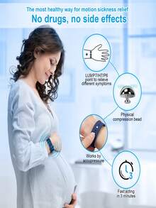 1 par/2 piezas Pulseras anti-mareo, pulsera de silicona con doble hebilla, diseño ergonómico, azul profundo - Azul oscuro - Ver 4