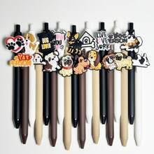1/6/12/18pcs Cute Dog Themed Ballpoint Pens, Black Ink, Push-Button Pen Set, Ideal New Year Gift For Dog Lovers, Veterinary Technicians, Students And School Supplies Enthusiasts