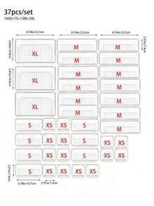 Bộ khay/hộp đựng trong suốt 1/7 chiếc/11 chiếc/18 chiếc, 7 kích cỡ, đa năng, thích hợp để đựng mỹ phẩm, dụng cụ nhỏ, bát đĩa, v.v. Ứng dụng cho bàn trang điểm, nhà bếp, ngăn kéo văn phòng, phòng ngủ, tủ và nhiều nơi khác. - Trong sáng - Xem 18