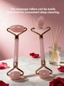 2件套面部刮痧按摩工具套装，ABS塑料材质粉色滚轮按摩器套装，适用于身体刮痧按摩、面部提拉按摩，是圣诞节、生日和节日的绝佳礼物。