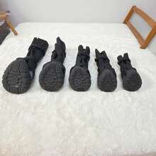 4pcs/Set All-Season Pet Dog Shoes, [Material]: Raincoat Fabric + Rubber Sole + Reflective Strap & Hook And Loop, Outdoor Walking Waterproof Anti-Slip Warm High-Top Double Strap Elastic Shoes For Small/Medium/Large Dogs, Pet Training Supplies, Suitable For Christmas, Valentine's Day, Eid, Easter, New Year Birthday Gifts - Black - View 10