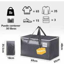 PZW-Cajas para mudanzas de 6 piezas con cremalleras dobles asas y una gran bolsa de almacenamiento impermeable para mudanzas viajes y almacenamiento en el dormitorio Gris8766 - gris - Ver 6