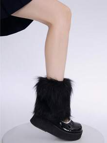 1双女士加厚仿毛皮腿套 - 短靴套，冬季保暖配饰，适合过膝靴，Y2K风格派对装扮（可搭配牛仔裤/毛衣） - 理想的冬季配饰 - 彩色 - 查看 5