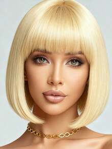 12-Inch Wine Red Bob Wig With Bangs, High Density, Versatile & Fluffy, Suitable For Women, Cosplay & Halloween - Multicolor - View 20