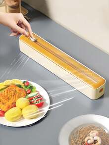 1pc Creative Multifunctional Plastic Wrap Cutter Kitchen Tool With Double-Sided Cutting Blades For Foil And Film Wrap Box