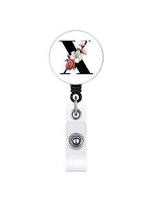 1pc Retractable ID Badge Reel With Clip, Rotary Clasp Fit For A-Z ID Cards, White Glass Keychain, Suitable For Nurses, Doctors, Office Supplies, Back To School Identification, Meaningful Gift For Halloween, Christmas, Valentine's Day, New Year For Friends, Colleagues, Teachers, Elders