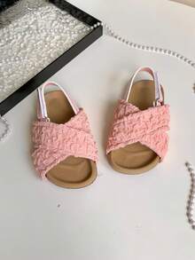 1-8 Years Old Summer Flat Baby Girl Shoes, Cute Pink Princess Style Toddler Sandals, Minimalist & Easy To Wear White Baby Sandals, Black Beach Sandals For Outings & Vacations, Soft Bottom Comfortable & Lightweight Baby Walking Shoes, Suitable For Home, Park, Social Occasions And More - Pink - View 9