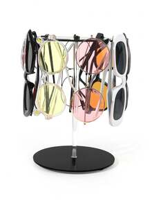 1 giá đỡ trưng bày kính râm bằng acrylic, màu đen cao cấp, trong suốt, xoay 360°, giá đỡ tròn nâng cao, kệ đựng kính mắt để bàn trong suốt, vật trang trí bàn làm việc - màu đen - Xem 10