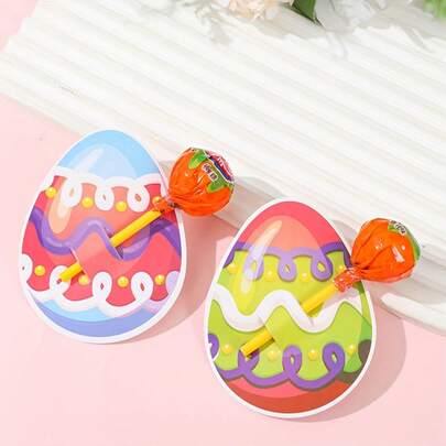 48 piezas Soportes de cartón para piruletas con diseños de conejitos y huevos de Pascua de colores, decoración de fiesta con tema de primavera que incluye conejo, pollito y diseño "EAST", adecuado para el hogar y suministros de fiesta, accesorios de fiesta con tema vibrante de Pascua y de temporada