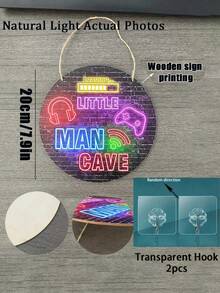 3pcs/1pc - 20cm Round Wooden Sign, Suitable For Game Room & Nursery Decor, Baby Boy's Room, Teen Boy's Cave, Wall Art For Kids, Christmas/Birthday Gift For Son, Gamer & Player Wall Decor, Children's Playroom & Daycare Decoration - Multicolor - View 10