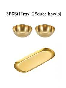 12件/6件/3件斋月金色酱汁碗托盘套装，优雅不锈钢蘸酱杯寿司蘸酱碗上菜托盘小吃盘，厨房/餐厅/母亲节/派对/婚礼/乔迁之喜的理想之选 - 金色 - 查看 13