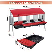 Techigher Chicken Nesting Boxes, 3/4 Hole Metal Chicken Egg Laying Box With Pull-Out Trays And Rollout Egg Collection For ChickenCoop - Red With Metal Legs, 4 Holes - View 9