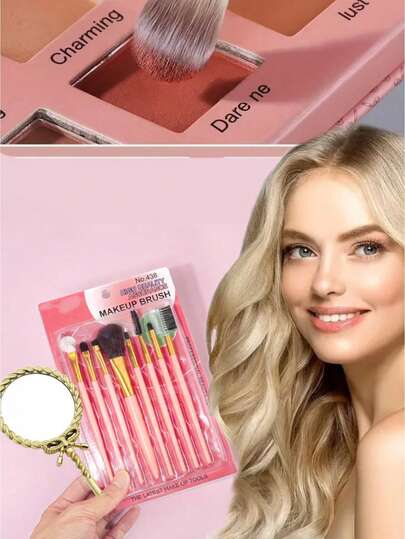 Travel-Friendly Makeup Kit: Stylish Cosmetic Pouch With Professional Makeup Pens & Compact Mirror, Ideal For On-The-Go Beauty