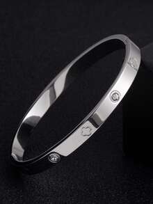 3pcs Zirconia Stainless Steel Women's Fashion Bracelet Set, 18K Gold Plated Stainless Steel Lucky Four-Leaf Clover Bracelet For Women, Suitable For Daily Wear, Gift For Girlfriend, Wife, Lover, Daughter, Female Friends - Silver - View 8