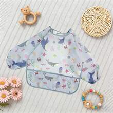 1 件卡通防水长袖围兜，柔软喂奶围兜，婴儿罩衣，轻便，适合所有季节，易于清洗，是圣诞节、万圣节、感恩节、新年、情人节、复活节的绝佳礼物