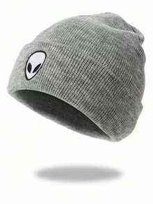 1 pieza Gorro de punto bordado con diseño de alien, gorro de esquí unisex para invierno cálido - extranjero - Ver 5