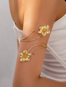 1 件欧式朋克风格夸张合金金属多色珐琅花卉手链，时尚清凉，适合夏季佩戴。彩色花卉臂链，适合女性日常佩戴、各种节日、母亲节礼物、社交活动、海滩度假珠宝 - 金色 - 查看 8