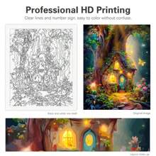 成人DIY数字油画入门套装，森林主题，个性化礼品，40x50厘米/16x20英寸，不含画框 - 彩色 - 查看 6