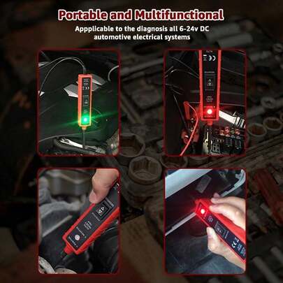 Power Circuit Probe Tester, 6V-24V DC Test Light, Automotive Short Circuit Located And Component Activated, 12V Auto Electrical Tester, Polarity Identify With LED Light, Overload Protection Christmas Gift