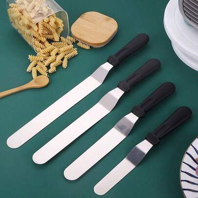 1/2pcs Angled Icing Scraper, Curved Offset Icing Spatula, Professional Frosting Scraper With Lightweight Plastic Handle, For Cake Decorating, Baking, Kitchen Accessories