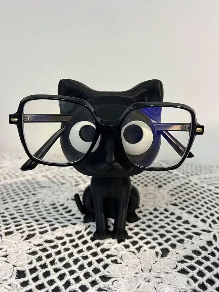 3D打印黑色猫眼眼镜框 - 可爱塑料桌面收纳盒，是家居装饰、节日礼物、圣诞礼物、办公用品和家居收纳的理想之选。 - 彩色 - 查看 1
