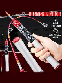 SOUGAYILANG 超轻112克冰钓竿，配备高灵敏度轮座、舒适吸汗手柄和防腐蚀导环，导线快速稳定（53.5厘米） - 彩色 - 查看 2