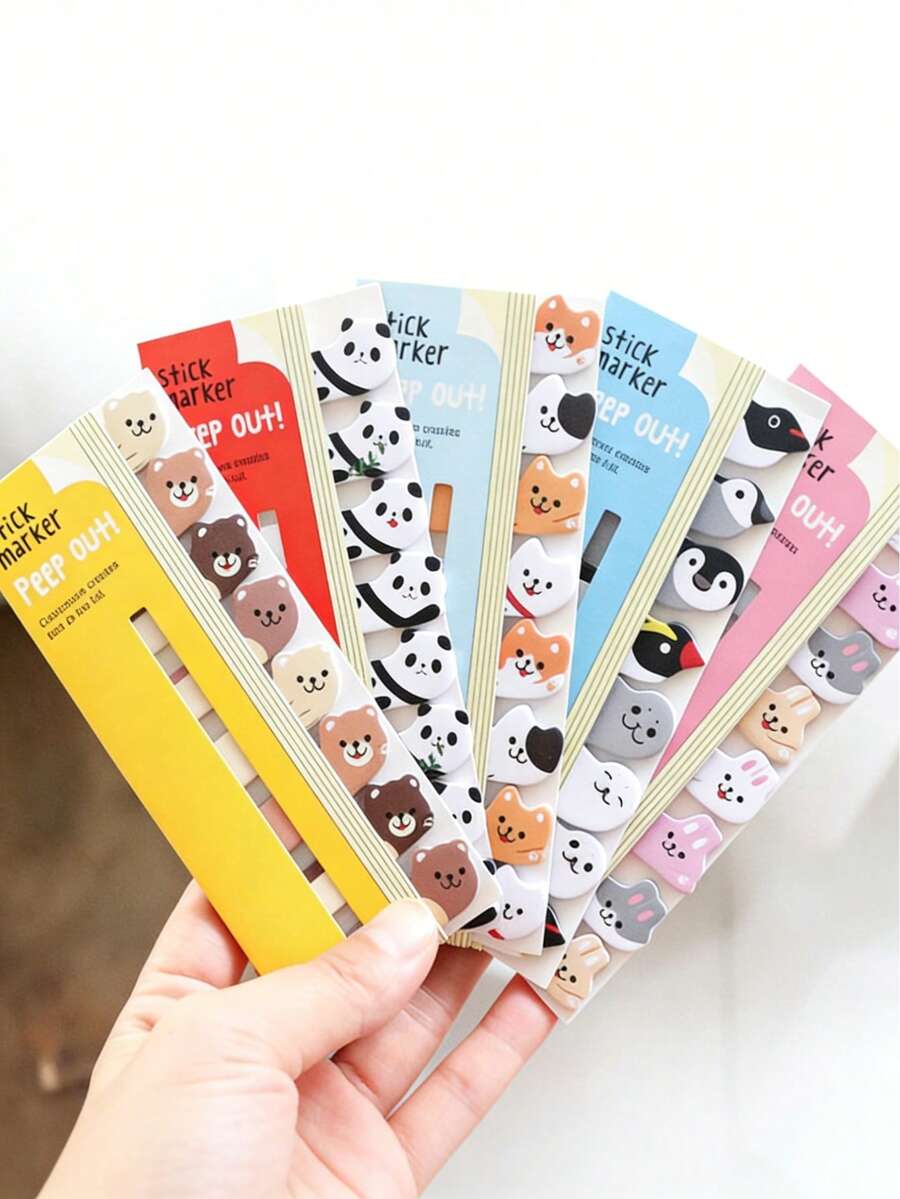 10套/包，106张/包，复古可爱卡通动物宠物便签，适用于学生信息记录和办公标记，1款返校季必备
