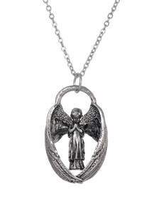 1件复古天使翅膀项链，独特，适合男士，秋冬季毛衣链 - 銀色 - 查看 5