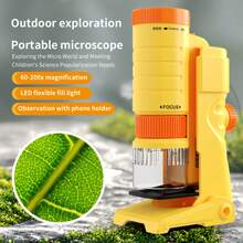 STEM Microscope Toy For Children 6+ Years Old - Ergonomic Handle, Transparent Lens, Science Experiment Tool, Ideal Birthday/Christmas/Halloween/Holiday Gift