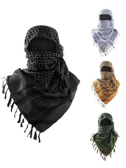 1pc Autumn/Winter New European & American Style Desert Scarf, Men's Headscarf, Motorcycle Riding Arabic Headwrap, Soft & Warm Outdoor Style