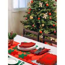 2/6/12pcs Christmas Decorative Cloth Napkins, All Polyester, Crease-Resistant, Plain-Color Dining Napkins For Holiday Parties And Events - Đỏ - Xem 4