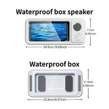 Bathroom Shower Waterproof Phone Holder Bluetooth Speaker 360°Rotation Touch Screen Mobile Phone Box Watch Movie Listening Music - Black - View 5