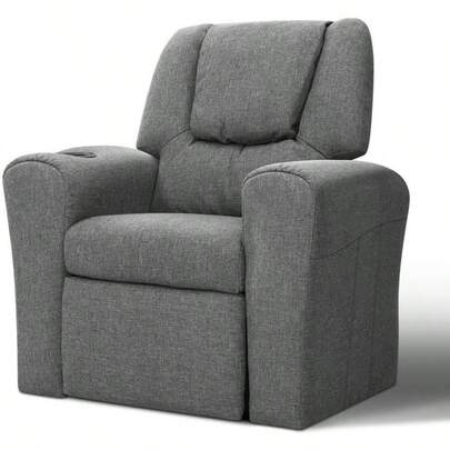 Recliner Chair Grey Linen Soft Sofa Lounge Couch Armchair