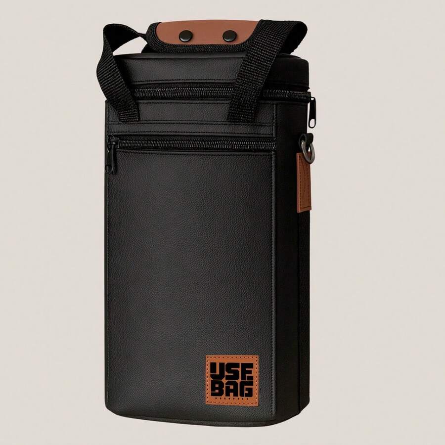 Wine Carrier For 2 Bottles, Thermal Wine Bag, Waterproof Travel Bag - 黑色的 - 查看 1