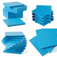 hand2mind 5542 Bloques azules de plastico de base diez juego de pisos bloques de valor posicional base 10 de matematicas para niños suministros de escuela en casa de jardin infantes juego de 10Duradero y cultiva el interés de los niños - Multicolor - Ver 1