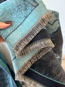 1pc Elegant Oil Painting Landscape Pattern Jacquard Warm Scarf For Women, Suitable For Air-Conditioned Rooms, Fashion & Versatile Neck Warmer For Autumn/Winter