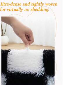 1 件装高档柔软蓬松地毯，带 1 厘米海绵垫，适用于卧室、客厅、阳台、书房、户外野餐、家居装饰，防滑奢华地毯 - 黑與白 - 查看 8