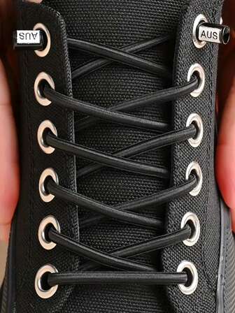 1 Pair Elastic No-Tie Shoelaces, 100cm Length - Durable Nylon Material With Metal Buckle Decor, Suitable For Sports Shoes And Casual Shoes, Fashionable Elastic Sneaker Shoelaces