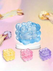 New Malt Squeeze Stress Relief Cube Toy, Ultra-Thin Squeeze Malt Anti-Pressure Toy, 1pc Soft Slow Rebound Water Cube Toy, Grape Texture, Slow Rebound, Durable, Suitable For Students, Teenagers/Adults, Ideal As Holiday Surprise Stress Relief Gift, Holiday/Birthday Gift, Halloween Gift, Christmas Gift, Christmas Eve Gift - Multicolor - View 11